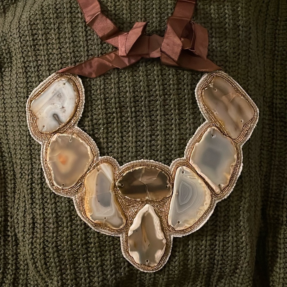 Quartz Tan, Neutral Statement Necklace